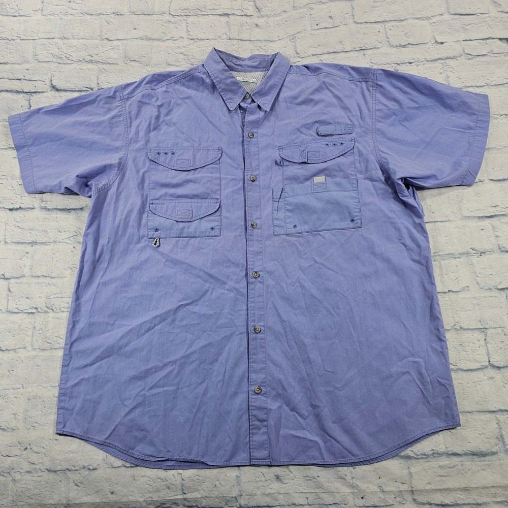 Columbia PFG Fishing Shirt MENS XL Purple Short Sleeve Utility Vented